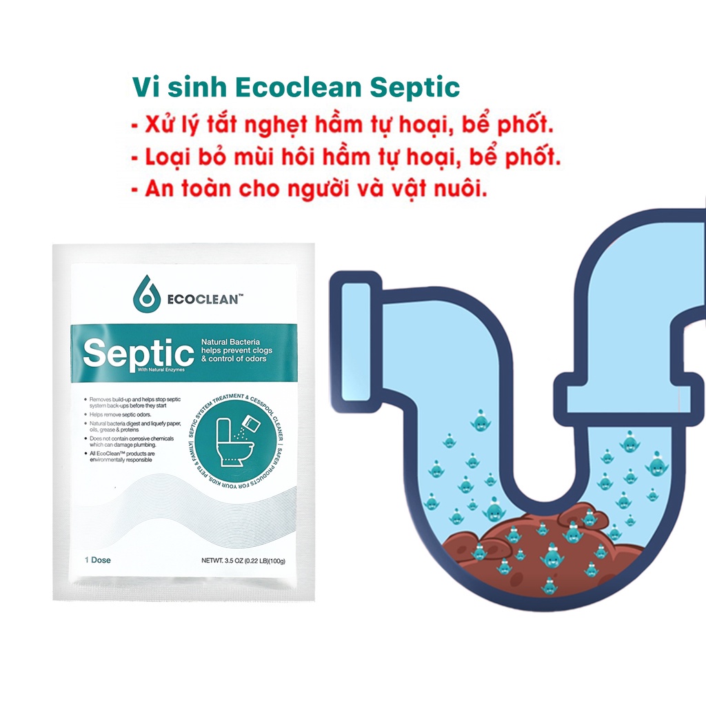 Men Vi Sinh Xử Lý Hầm Cầu Ecoclean septic