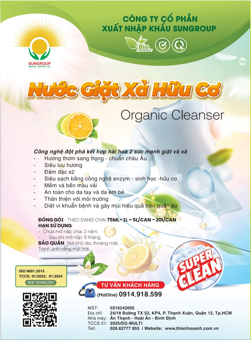 Nước giặt hữu cơ Organic Cleanser