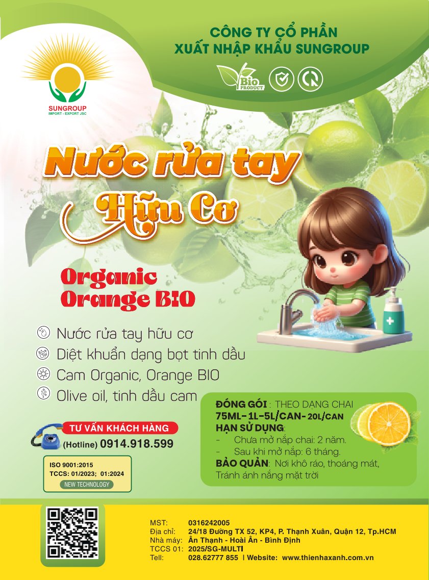 Nước rửa tay hữu cơ