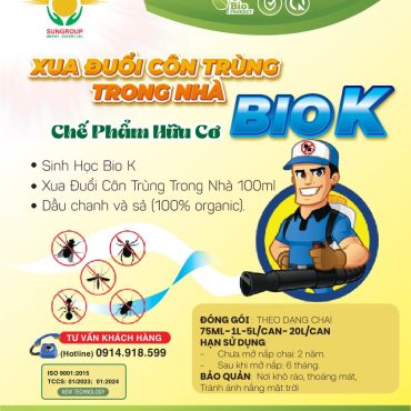 Chế phẩm hữu cơ sinh học BIO K xua đuổi côn trùng cho nhà kho, trong nhà